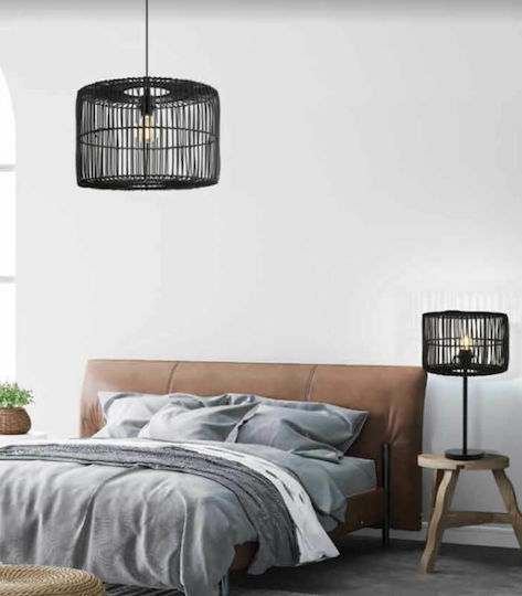 Zambelis Lights Table Lamp for Socket E27 with Black Shade and Base