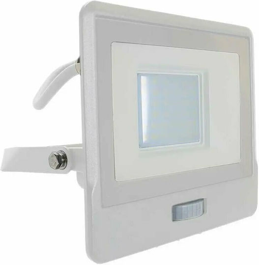 V-TAC Waterproof LED Floodlight 30W Natural White 4000K with Motion Sensor IP65