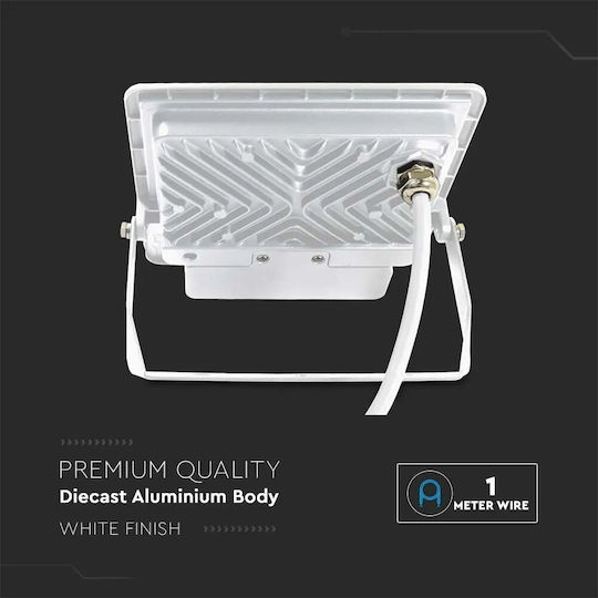 V-TAC Waterproof LED Flood Light 30W Natural White 4000K With Motion Sensor IP65