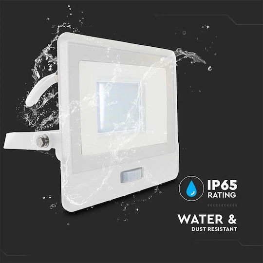 V-TAC Waterproof LED Flood Light 30W Natural White 4000K With Motion Sensor IP65