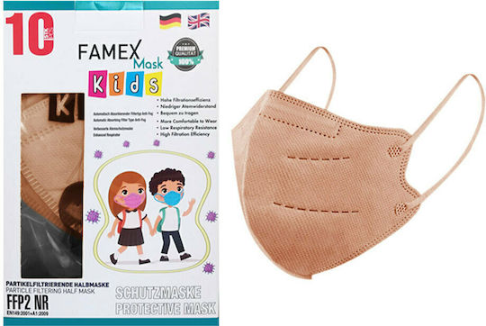Famex Disposable Protective Mask FFP2 NR Kids Beige 10pcs