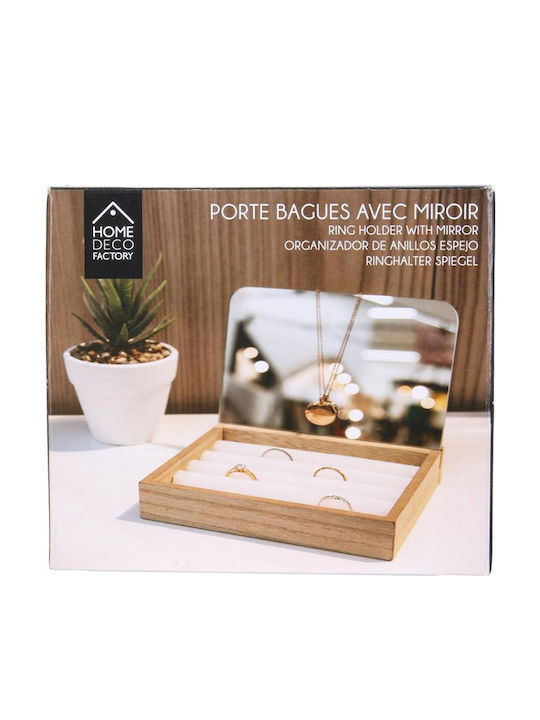 The Home Deco Factory Casetă Pentru Bijuterii Din Lemn Cu Oglindă Bej 15x14.2x13cm