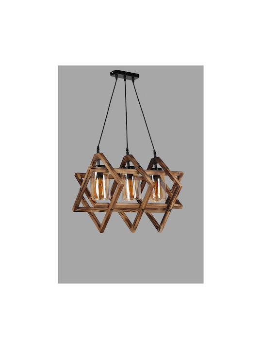 Berlin 3 Pendant Light Brown Rail with Socket E27 43x43x57cm