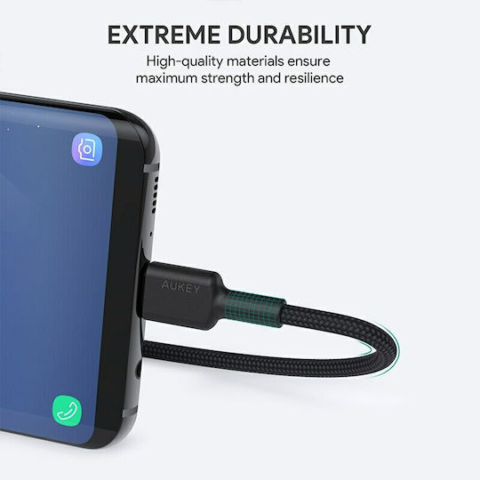 Aukey Braided USB 3.2 Cable USB-C male - USB-A Μαύρο 2m CB-CA2