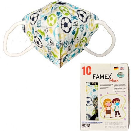 Famex Kids Mask FFP2 NR Protective Mask FFP2 Kids Balls & Sports 10pcs