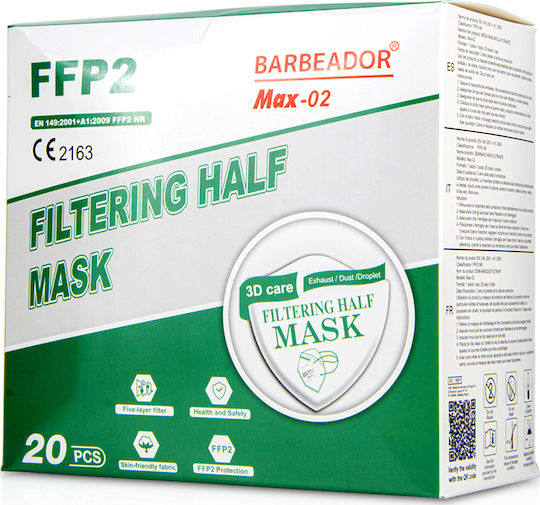 Max Barbeador Max-02 Filtering Half Mask FFP2 Protective Mask FFP2 Burgundy 20pcs