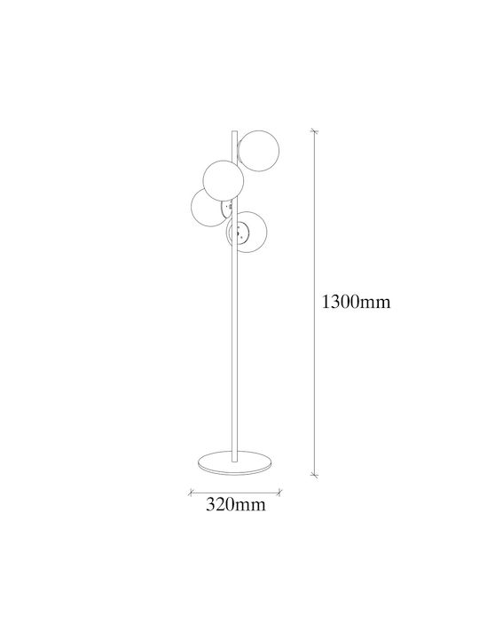 Faze Floor Lamp H130xW32cm. with Socket for Bulb E27 Gold