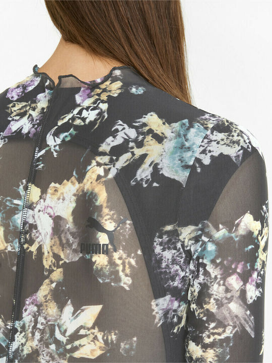 Crystal Galaxy Bluza Damă Sport Mânecă Lungă Transparentă Neagră