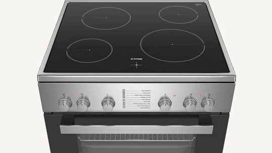 Pitsos Herd 66Es mit Keramikkochfeldern B60cm. Inox