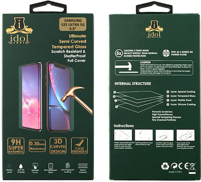 Idol 1991 with Squeezy Card 3D 0.25mm Full Face Tempered Glass Μαύρο (Galaxy S22 Ultra 5G)