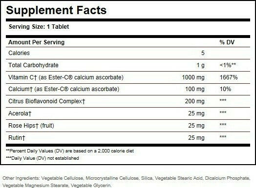 Solgar Ester-C Plus Vitamin for Immune System Boost, the Skin & Antioxidant Action 1000mg 90 Tablets