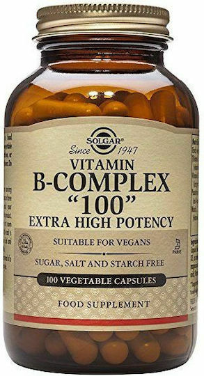 Solgar B-Complex "100" Vitamin für Energie, Stärkung des Immunsystems & das Nervensystem 100 veg. Kappen