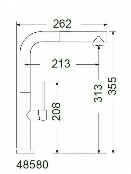 Carron Phoenix Tozo 48580 Tall Kitchen Faucet Counter with Detachable Shower Brushed Gold