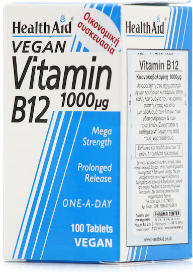 Health Aid B12 100 Tabs Βιταμίνη για την Υγεία του Νευρικού Συστήματος 1000mcg 100 ταμπλέτες