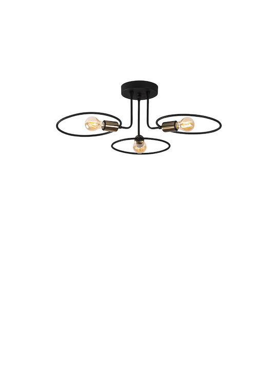 Circle Modern Metal Ceiling Light with Socket E27 66pcs Black