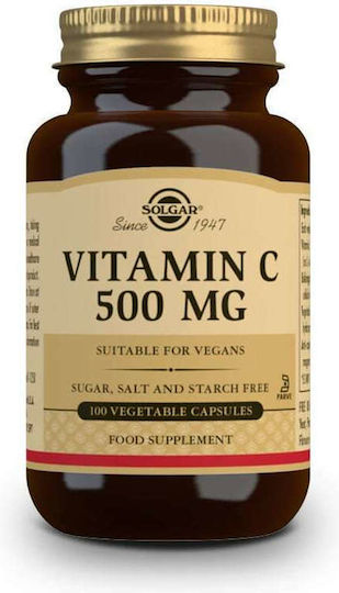 Solgar Vitamin C with Rose Hips Βιταμίνη για Ενίσχυση του Ανοσοποιητικού, τo Δέρμα & Αντιοξειδωτική δράση 500mg 100 ταμπλέτες