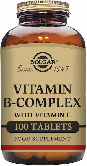 Solgar B-Complex with Vitamin C Πολυβιταμίνη για Ενέργεια & Ενίσχυση του Ανοσοποιητικού 100 ταμπλέτες
