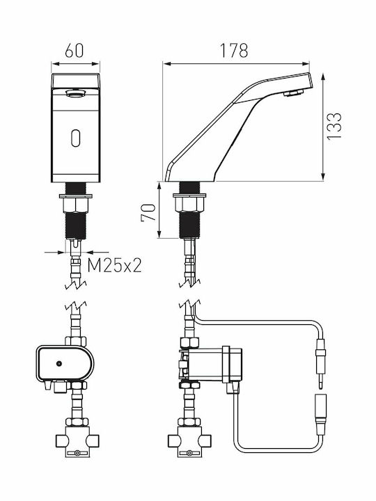 Ferro Sirocco Mixing Sink Faucet with Photocell Sensor Silver