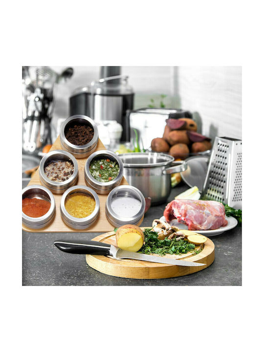 Relaxdays Inox Tabletop Spice Rack with Stand Brown 6pcs