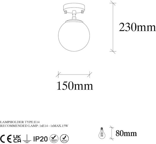 Opviq Eagle Deckenleuchte 15cm Gold mit Fassung E14