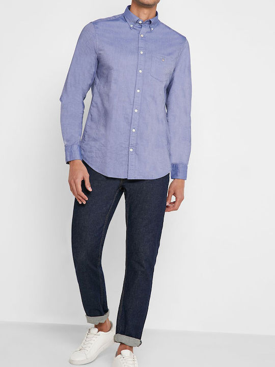 Long-sleeved Cotton Shirt Blue