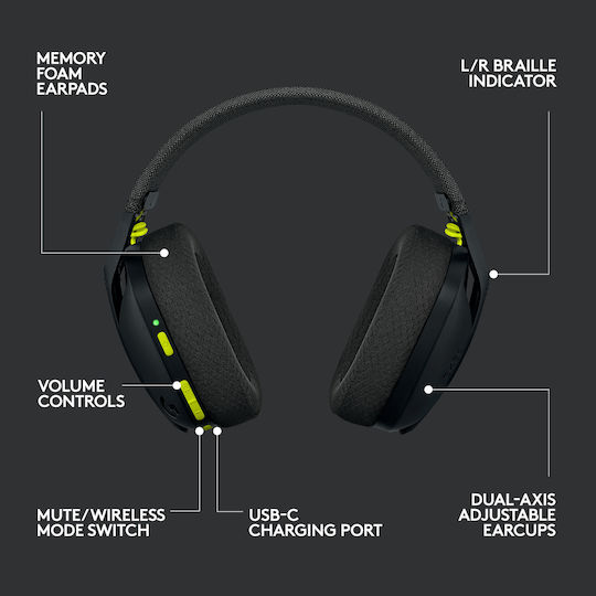 Logitech G435 Lightspeed Wireless Over Ear Gaming Headset with Bluetooth / USB Connectivity