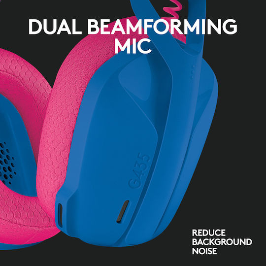 Logitech G435 Lightspeed Fără fir Over Ear Gaming Headset cu conexiune Bluetooth / USB Blue / Fuchsia