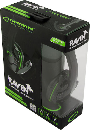 Esperanza Raven Über Ohr Gaming-Headset mit Verbindung 2x3,5mm Grün