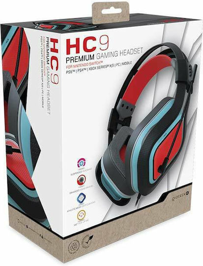 Gioteck Hc-9 Über Ohr Gaming-Headset mit Verbindung 3,5mm Red / Light Blue