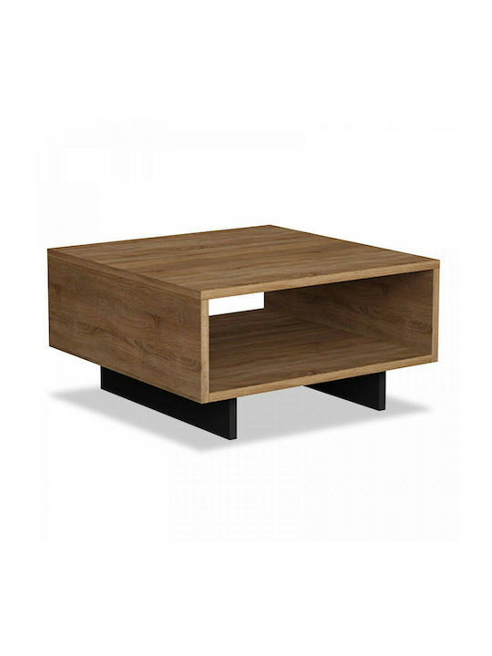 Square Coffee Table Hola Wooden Natural / Charcoal L60xW60xH32cm.