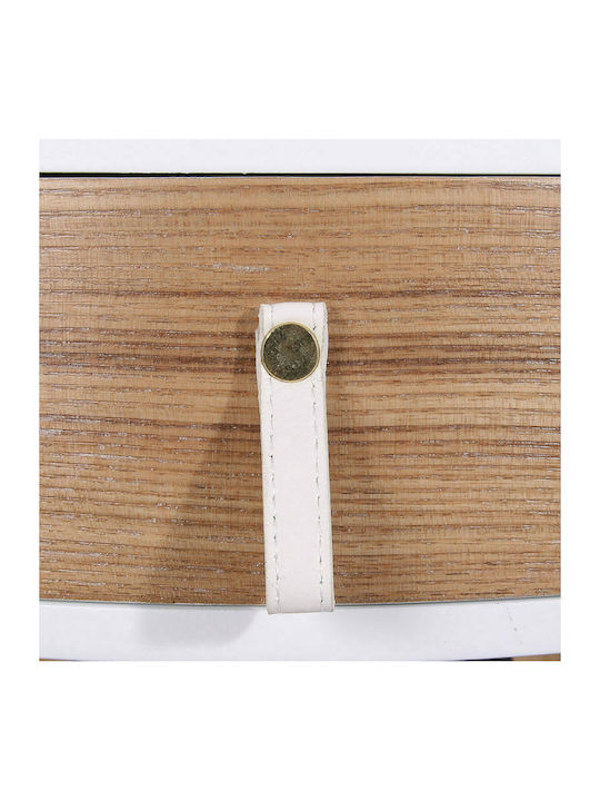 Round Side Wooden Coffee Table with Drawers White - Natural W35xL35xH46.5cm