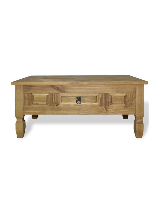 Rectangular Solid Wood Coffee Table Natural L100xW60xH45cm