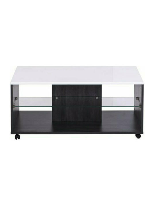 Rectangular Coffee Table Bert Wooden with Wheels White L101xW60xH45cm.