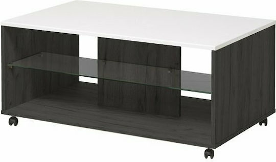 Rectangular Masă de cafea Bert cu Roți Alb L101xW60xH45cm.