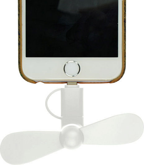 Lightning/microUSB mini Fan White Ανεμιστηράκι Κινητού USB / Lightning Λευκό