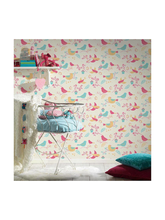 AS Creation Kids Wallpaper Vinyl Coated Πουλιά Πολύχρωμο L53xH1000εκ.