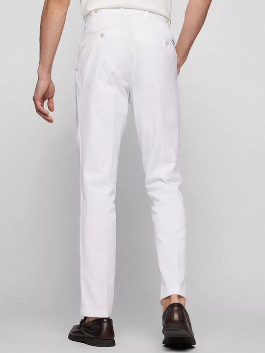 Hugo Boss Ανδρικό Παντελόνι Chino Ελαστικό σε Slim Εφαρμογή Λευκό