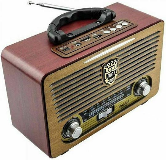 Meier MD115BT Retro Portable Radio Rechargeable with Bluetooth and USB Red