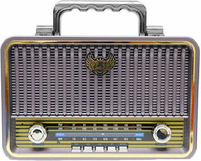 KEMAI MD-1908BT Retro Tabletop Radio Rechargeable with Bluetooth and USB Gray