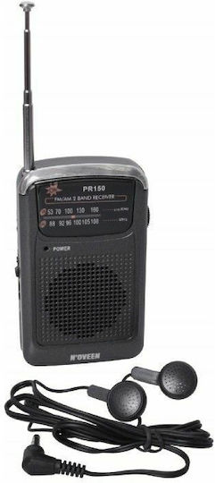 N'Oveen PR150 Портативен Радиоприемник на Батерии Черен
