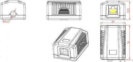 Cablexpert CAT5E UTP Single Port Surface Mount Box