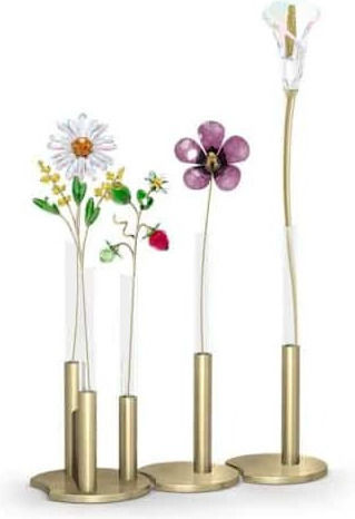 Swarovski Διακοσμητικό Βάζο Γυάλινο Garden Tales Χρυσό Φ8xΥ16cm 3τμχ