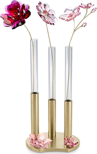 Swarovski Διακοσμητικό Βάζο Γυάλινο Garden Tales Χρυσό Φ8xΥ16cm 3τμχ