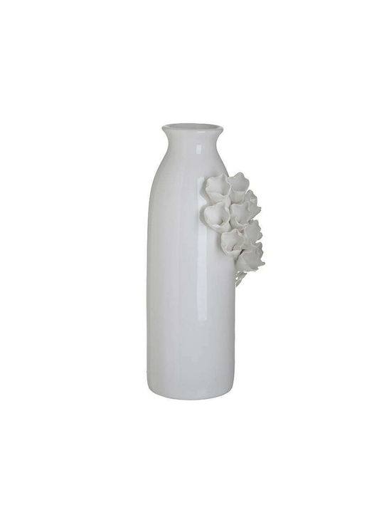 Inart Ceramic Vase Λευκό 12x10x28cm