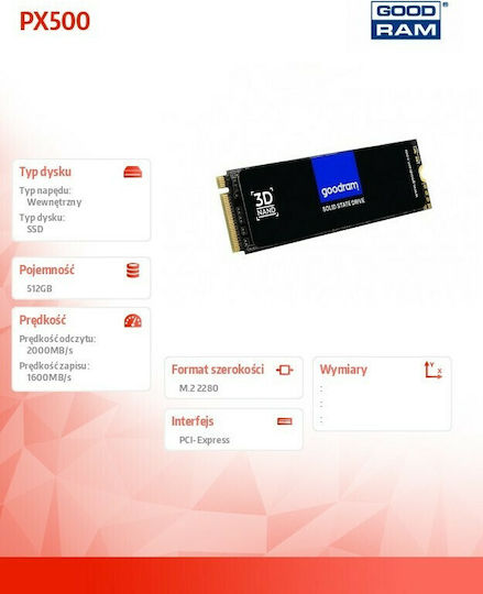 GoodRAM PX500 SSD 512GB M.2 NVMe PCI Express 3.0 SSDPR-PX500-512-80