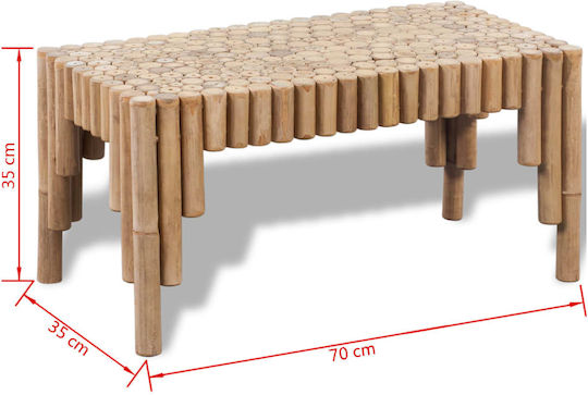 Masa De Cafea Centrală Rectangulară Din Lemn Masiv Bej L70xL35xÎ35cm