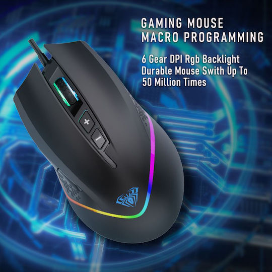 Aula F805 RGB Gaming Ποντίκι 6400 DPI Μαύρο