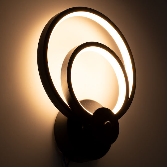 GloboStar Freddie Modern Lamp Wall with Integrated LED and Adjustable White Light Black 20x25cm