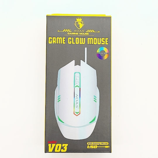 Aoas Aoas V03 RGB Геймърска Мишка 3200 DPI Бял