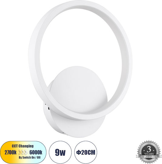 GloboStar Ted Modern Lamp Wall with Integrated LED and Adjustable White Light 20x23cm
